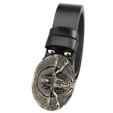 Äkta cowboyläderbälte antikt westernspänne