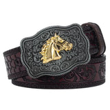 Äkta cowboyläderbälte hästmotiv