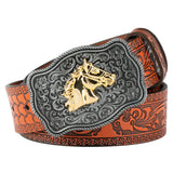 Äkta cowboyläderbälte hästmotiv