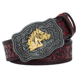 Äkta cowboyläderbälte hästmotiv