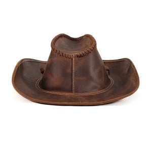 Äkta Läder Cowboyhatt Brun