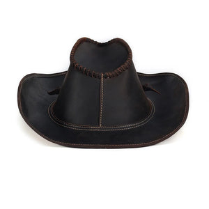 Äkta Läder Cowboyhatt Svart