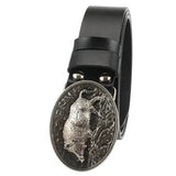 Äkta westernläderbälte med vildsvinsspänne