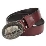 Äkta westernläderbälte med vildsvinsspänne