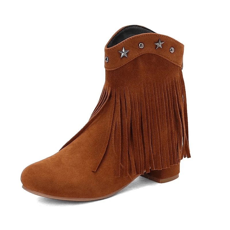 Ankelboots i Mocka med Fransar