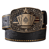 Antikt westernbälte med spelkortsspänne