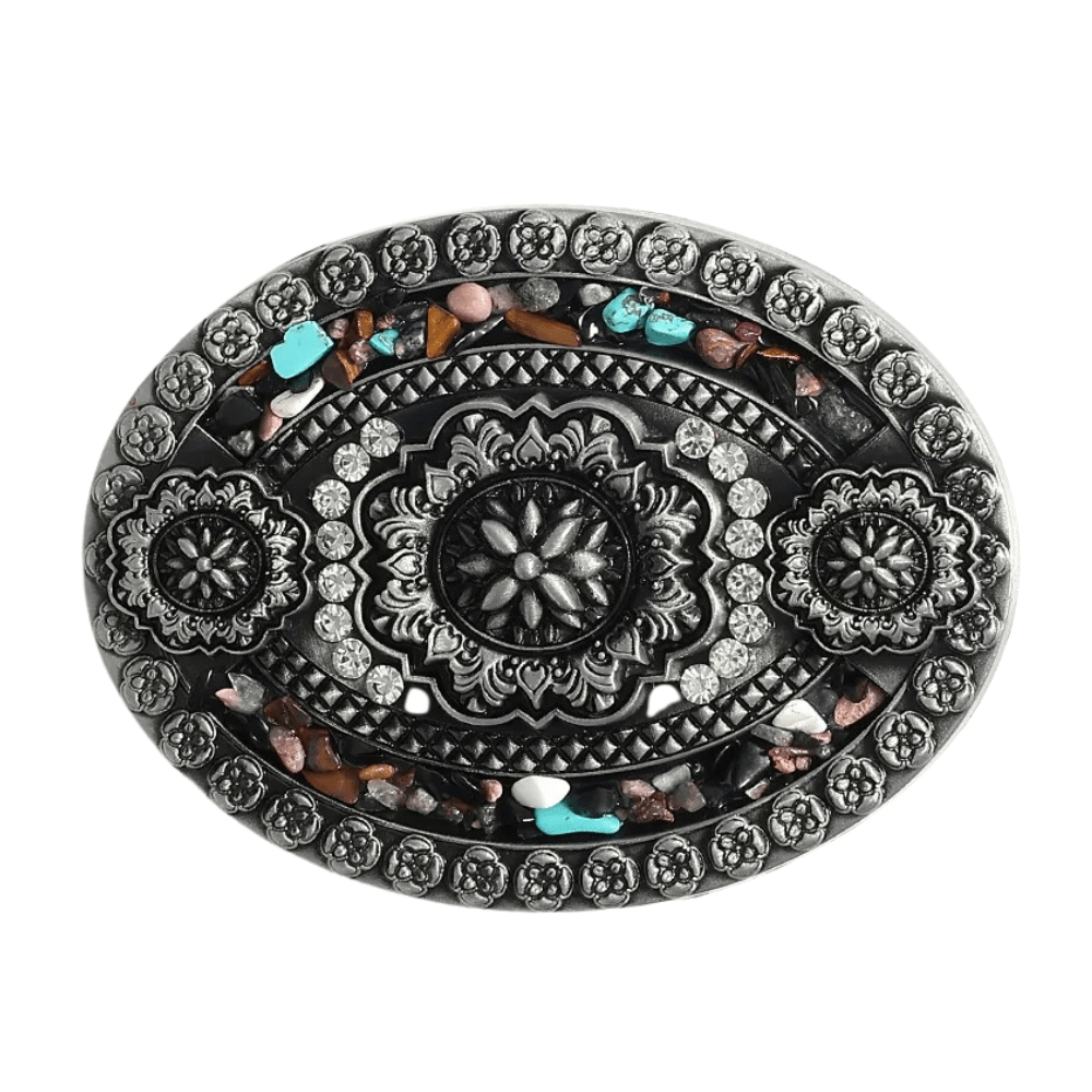 Bältespänne boho turkos blommor vintage western
