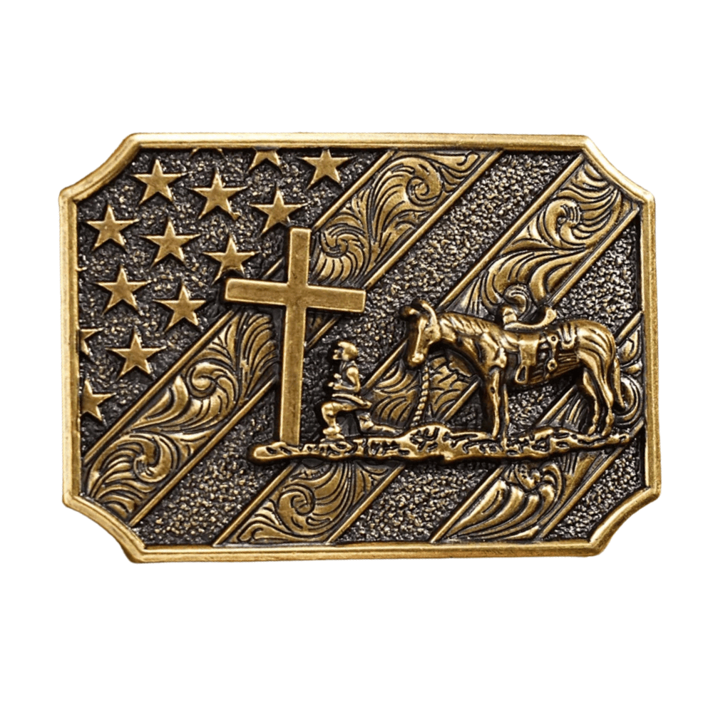 Bältespänne cowboy kors flagga kristen USA