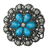 Bältespänne med blå blomma och westerndetaljer