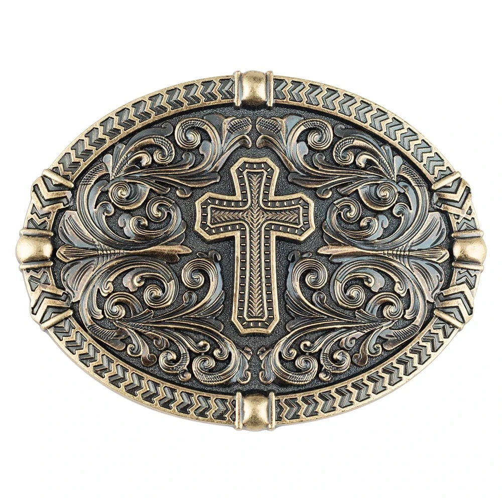 Bältespänne med kors och ornament i westernstil