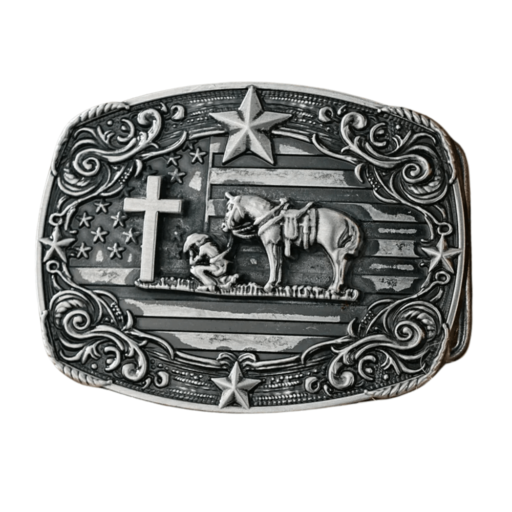 Bältespänne med kors och stjärnor westerndesign
