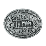 Bältespänne med ranchmotiv och häst i relief