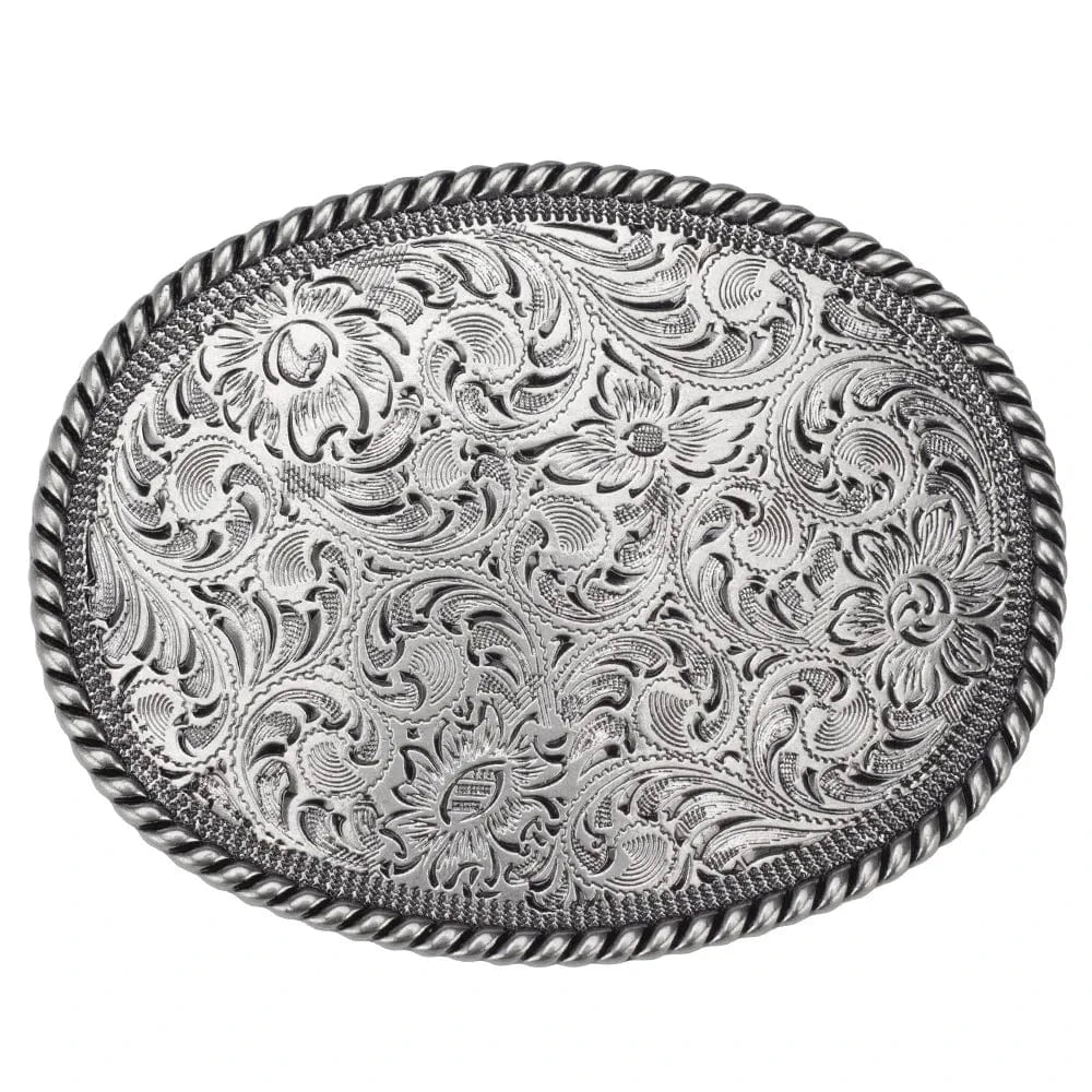 Bältespänne ovalt graverat silver western
