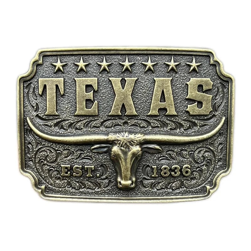 Bältespänne Texas med tjurskalle och stjärnor