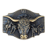 Bältesspänne Rodeo Longhorn med Cowboys