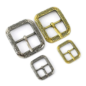 Bältesspänne vintage metall graverad fyrkant