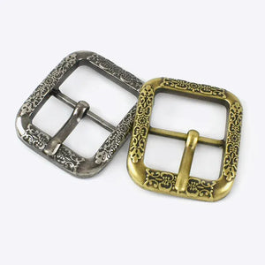 Bältesspänne vintage metall graverad fyrkant