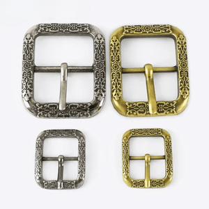 Bältesspänne vintage metall graverad fyrkant