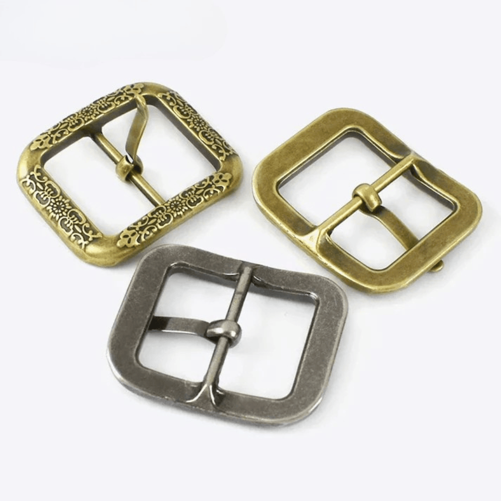 Bältesspänne vintage metall graverad fyrkant