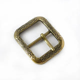 Bältesspänne vintage metall graverad fyrkant Antikmässing / 20mm-2St