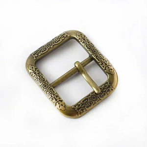 Bältesspänne vintage metall graverad fyrkant Antikmässing / 20mm-2St