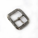 Bältesspänne vintage metall graverad fyrkant Antiksilver / 20mm-2St