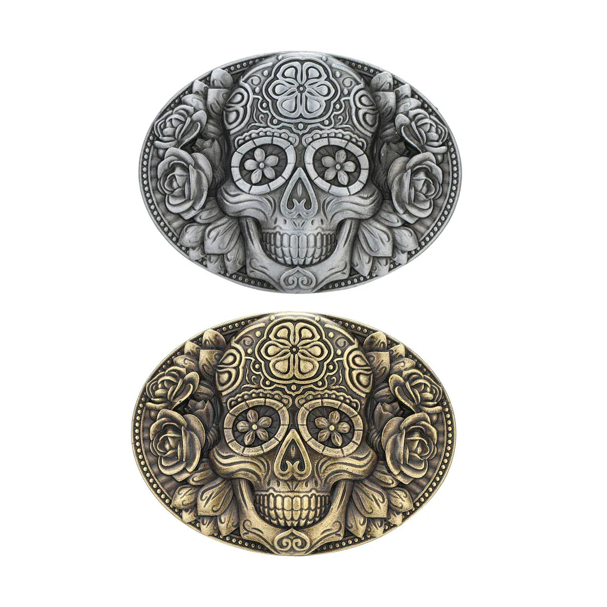 Bältesspänne western floral döskalle