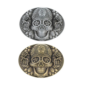 Bältesspänne western floral döskalle