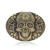 Bältesspänne western floral döskalle Guld