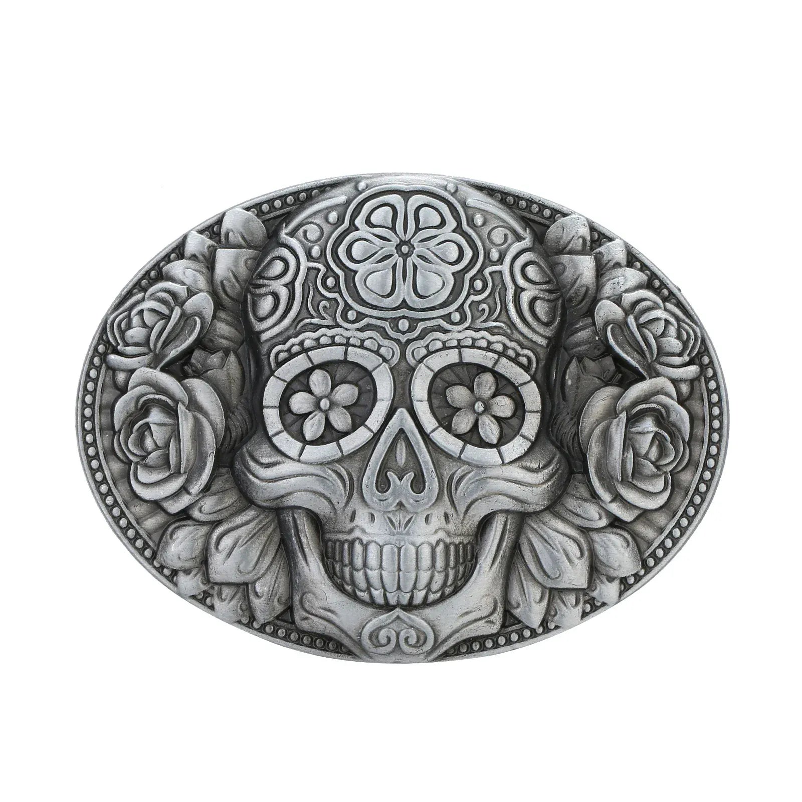 Bältesspänne western floral döskalle