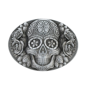 Bältesspänne western floral döskalle Silver