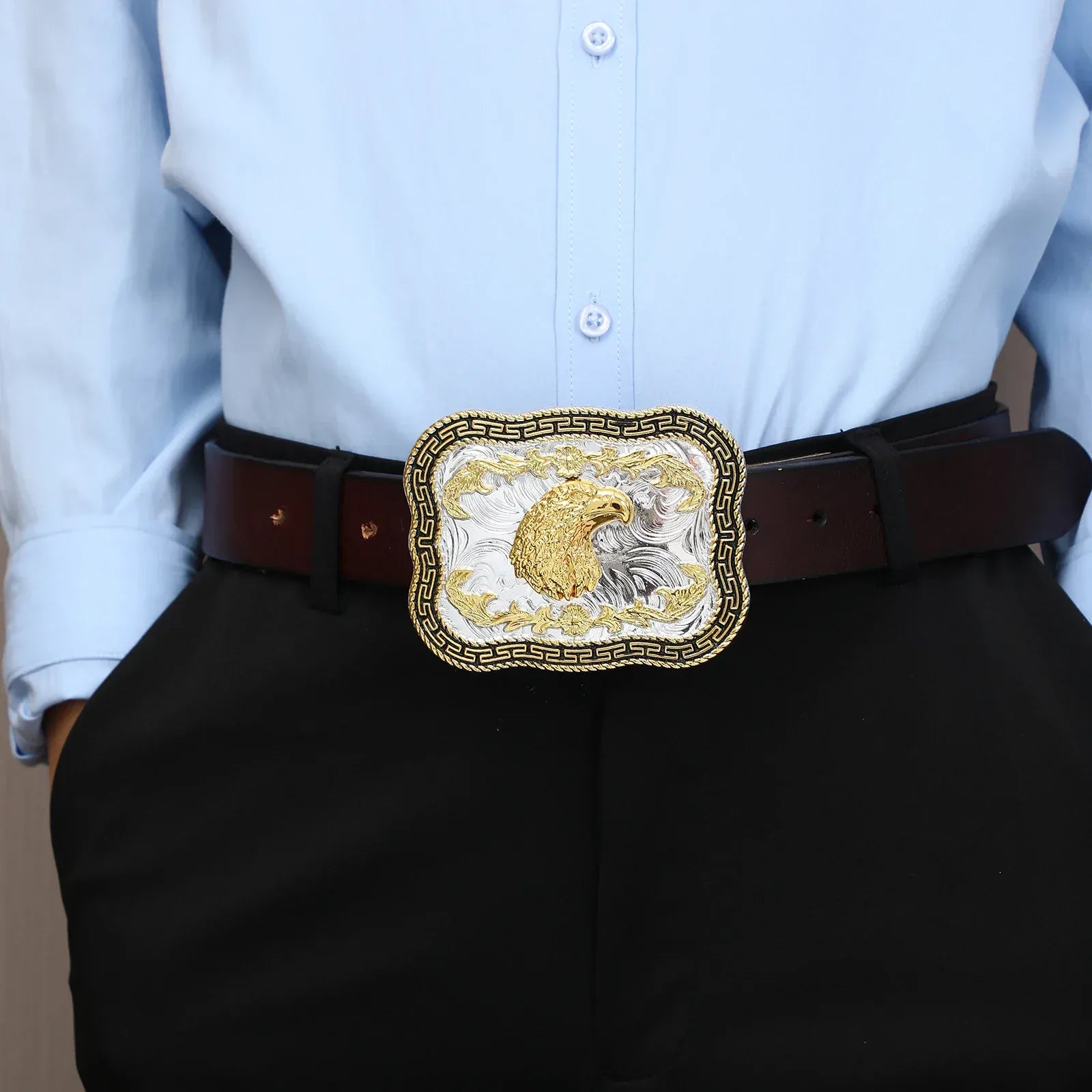 Bältesspänne western i silver- och guldfärg