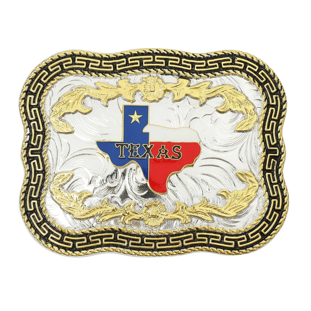 Bältesspänne western i silver- och guldfärg