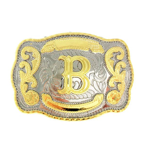 Bältesspänne western med graverad initial B