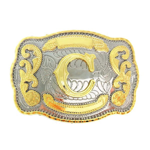 Bältesspänne western med graverad initial C