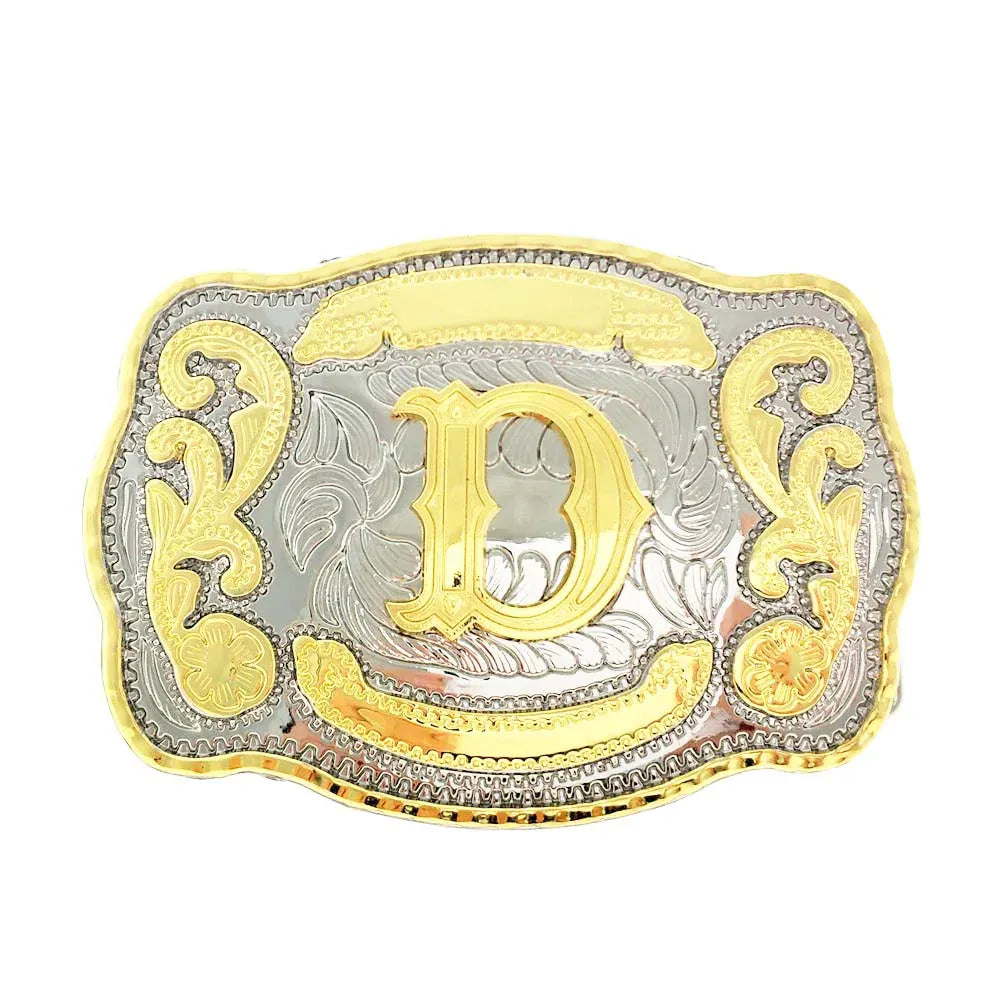 Bältesspänne western med graverad initial D