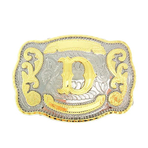 Bältesspänne western med graverad initial D