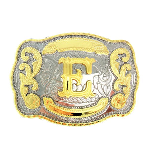 Bältesspänne western med graverad initial E