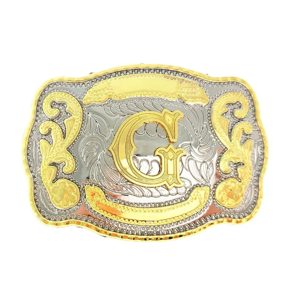 Bältesspänne western med graverad initial G