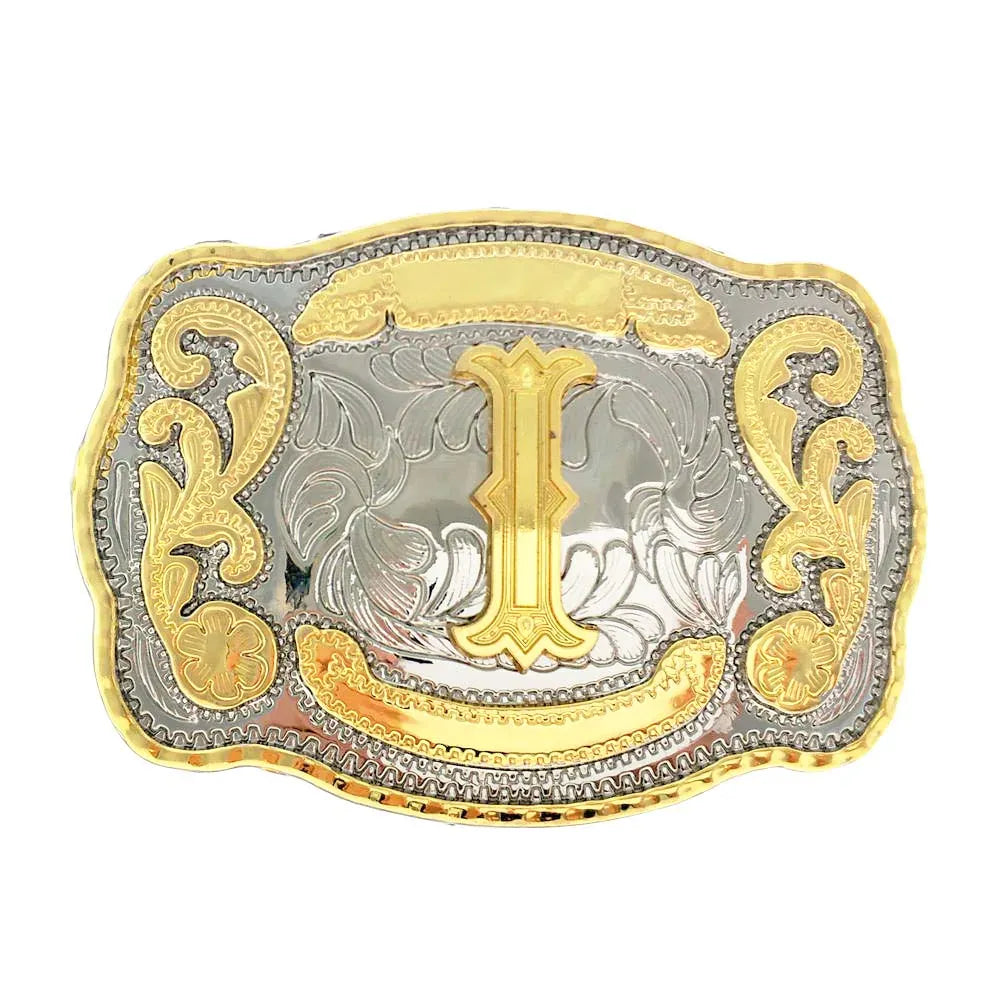 Bältesspänne western med graverad initial I