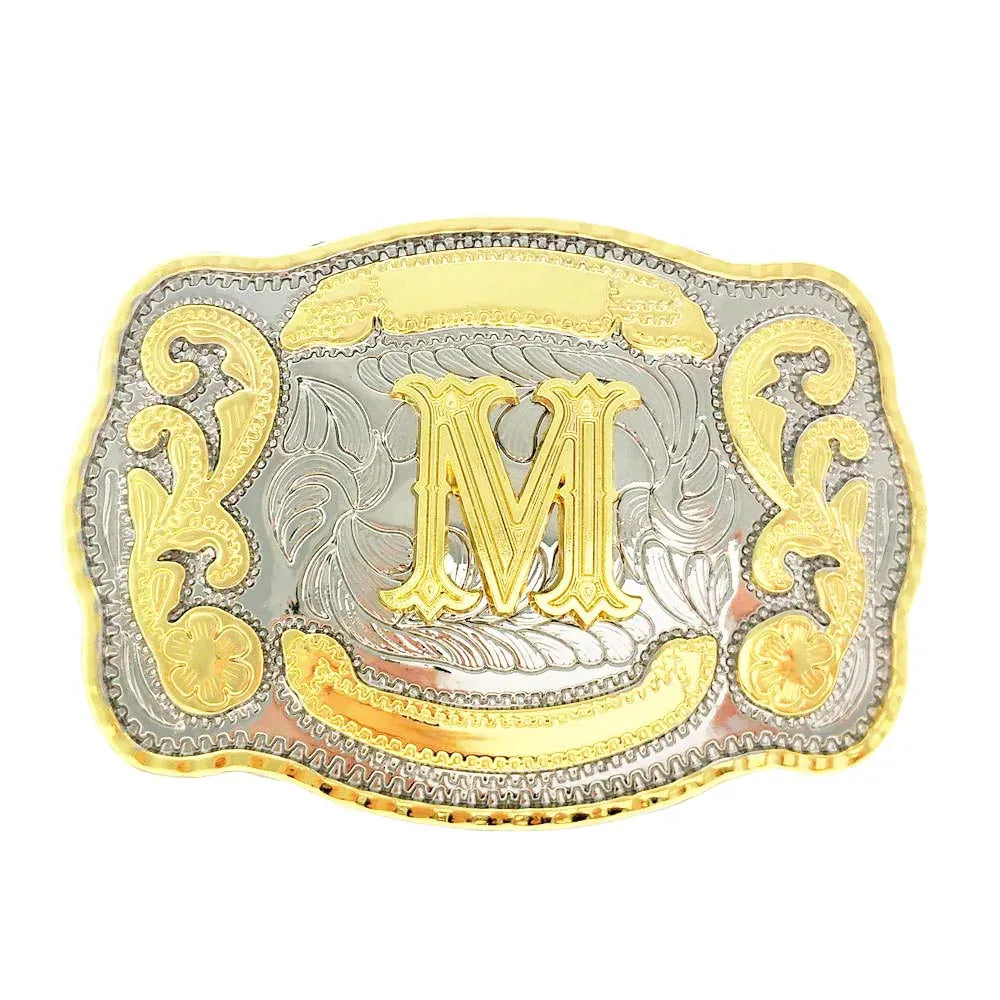 Bältesspänne western med graverad initial M