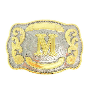 Bältesspänne western med graverad initial M