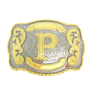 Bältesspänne western med graverad initial P