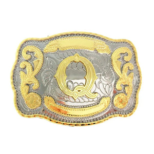 Bältesspänne western med graverad initial Q