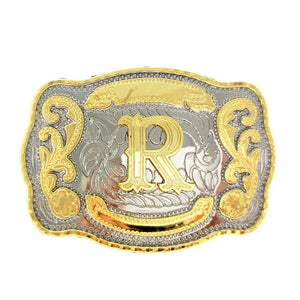 Bältesspänne western med graverad initial R