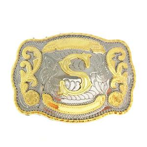 Bältesspänne western med graverad initial S