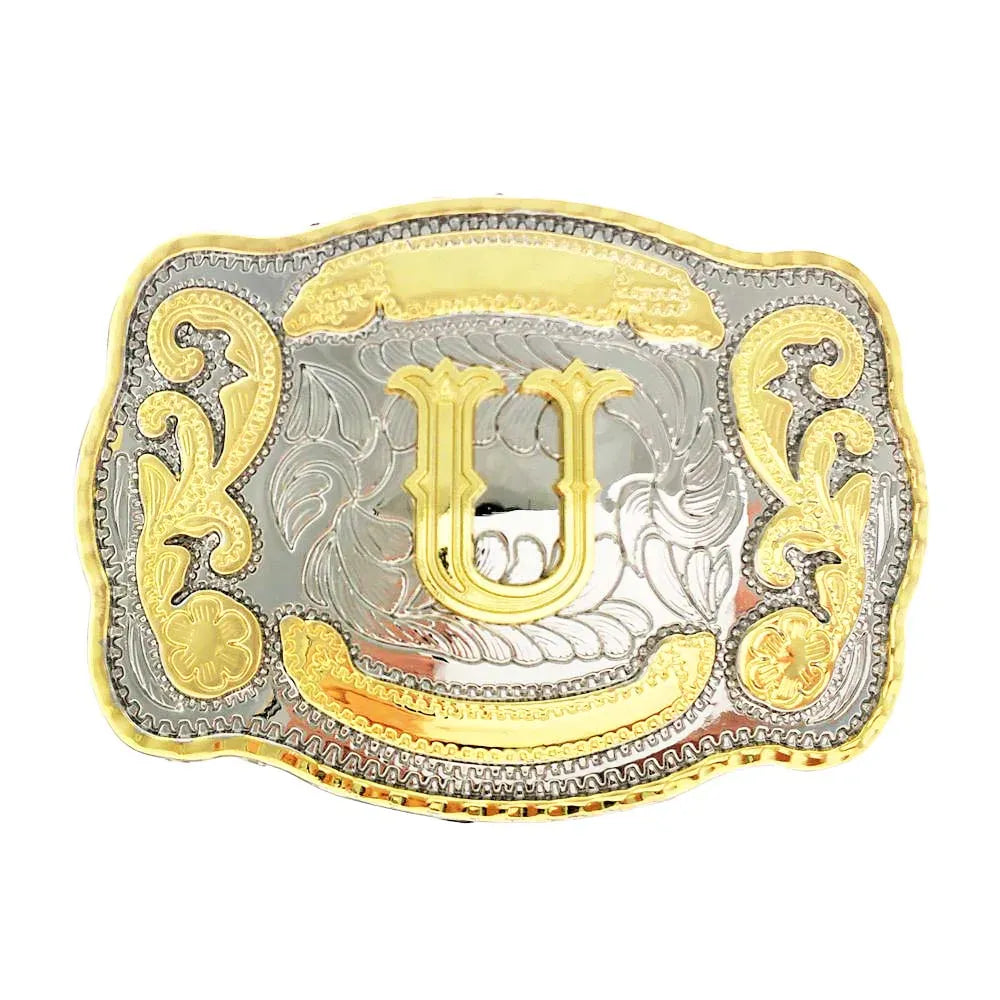Bältesspänne western med graverad initial U