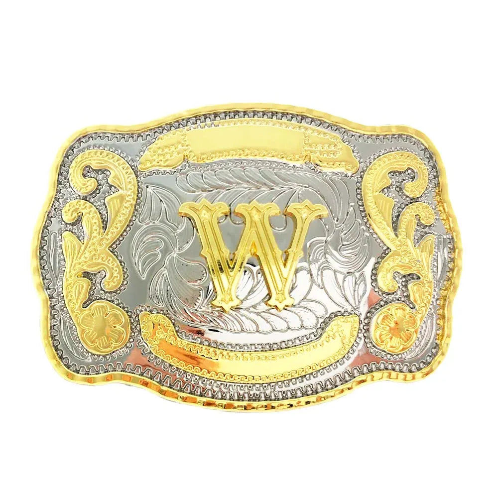 Bältesspänne western med graverad initial W