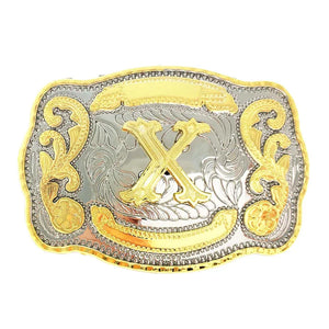 Bältesspänne western med graverad initial X
