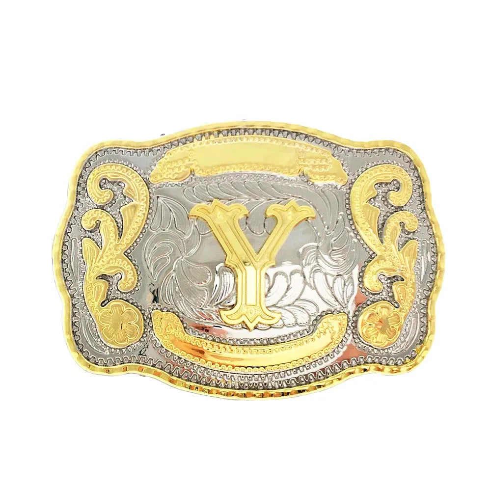 Bältesspänne western med graverad initial Y
